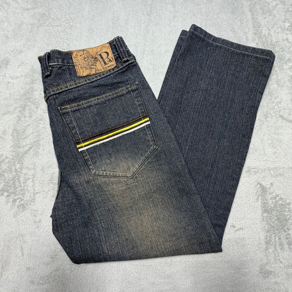 Vintage PAG Denim Y2K Baggy Straight Leg Jeans 32x27 Dark Wash Blue Cotton